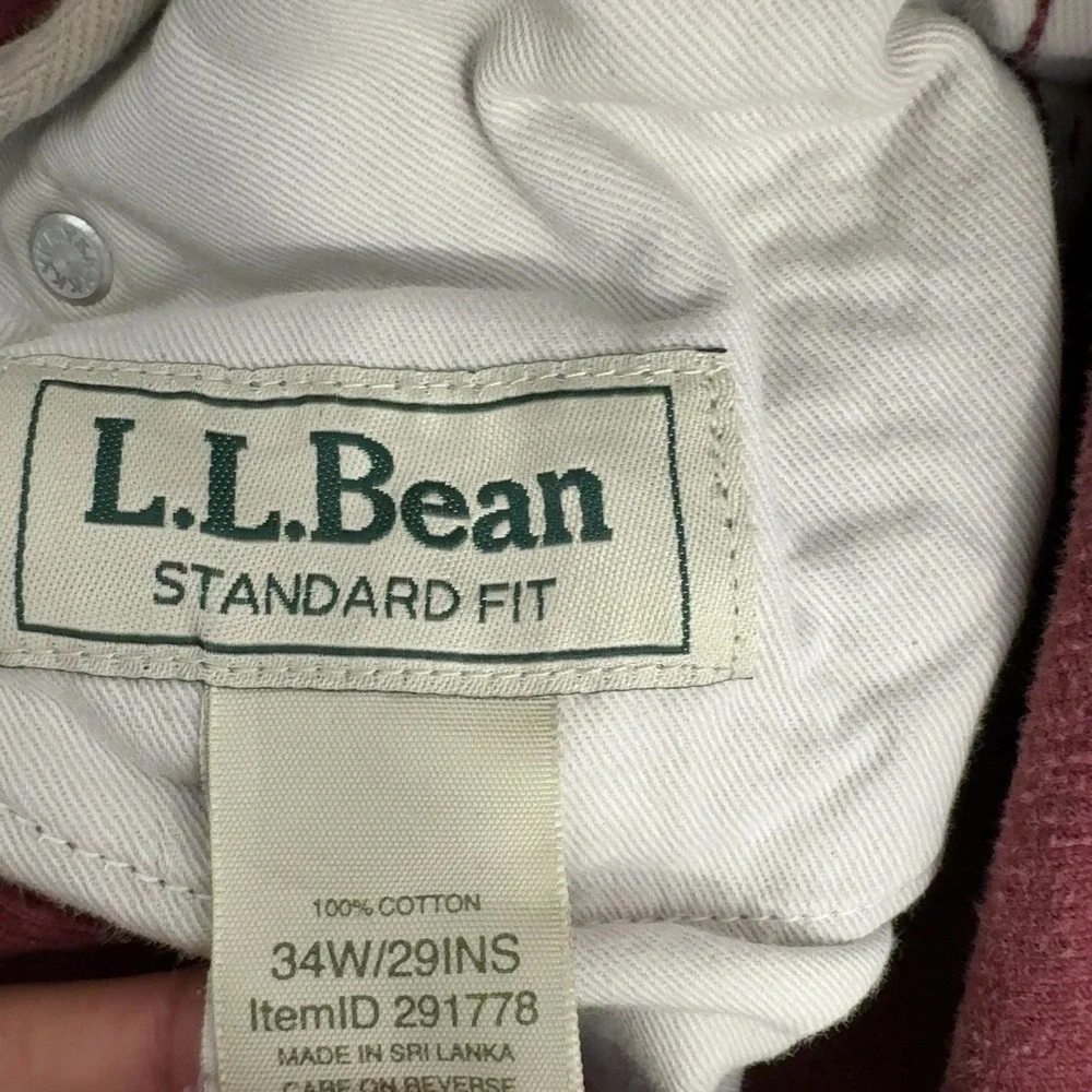LL Bean Pants Mens 34x29 Red Cotton Corduroy Standard Fit Casual Gorpcore